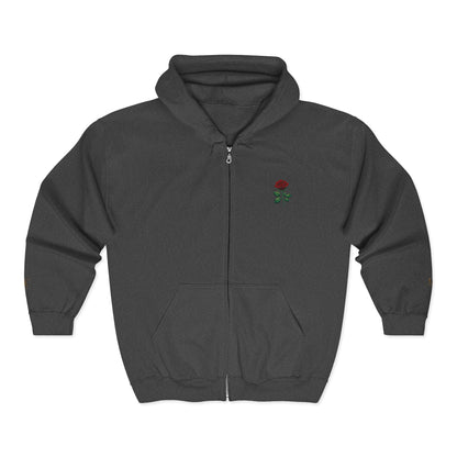 Rose - Embroidered Zip-Up Hoodie