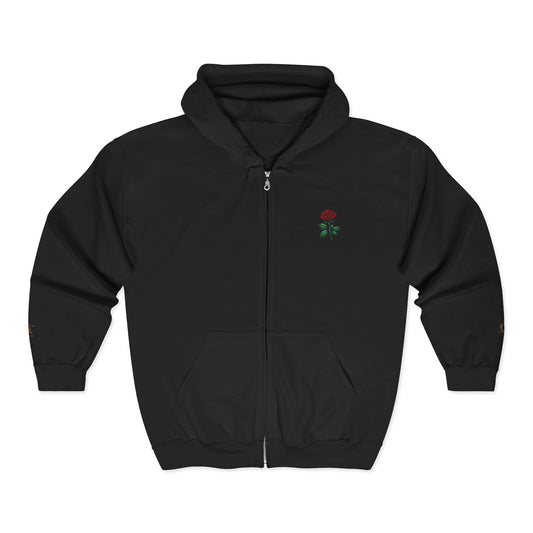 Rose - Embroidered Zip-Up Hoodie