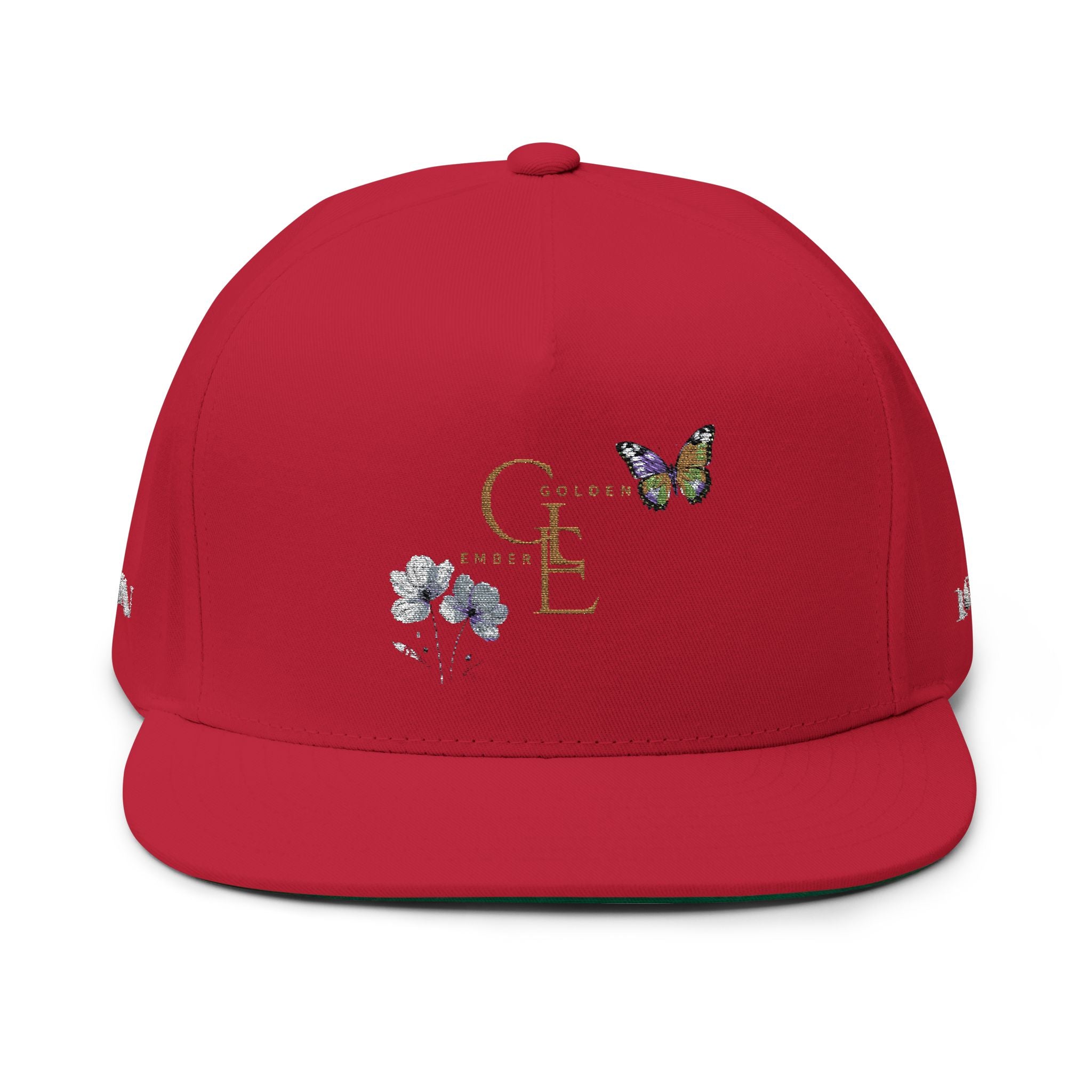 Butterfly Win - Embroidered Flat Cap