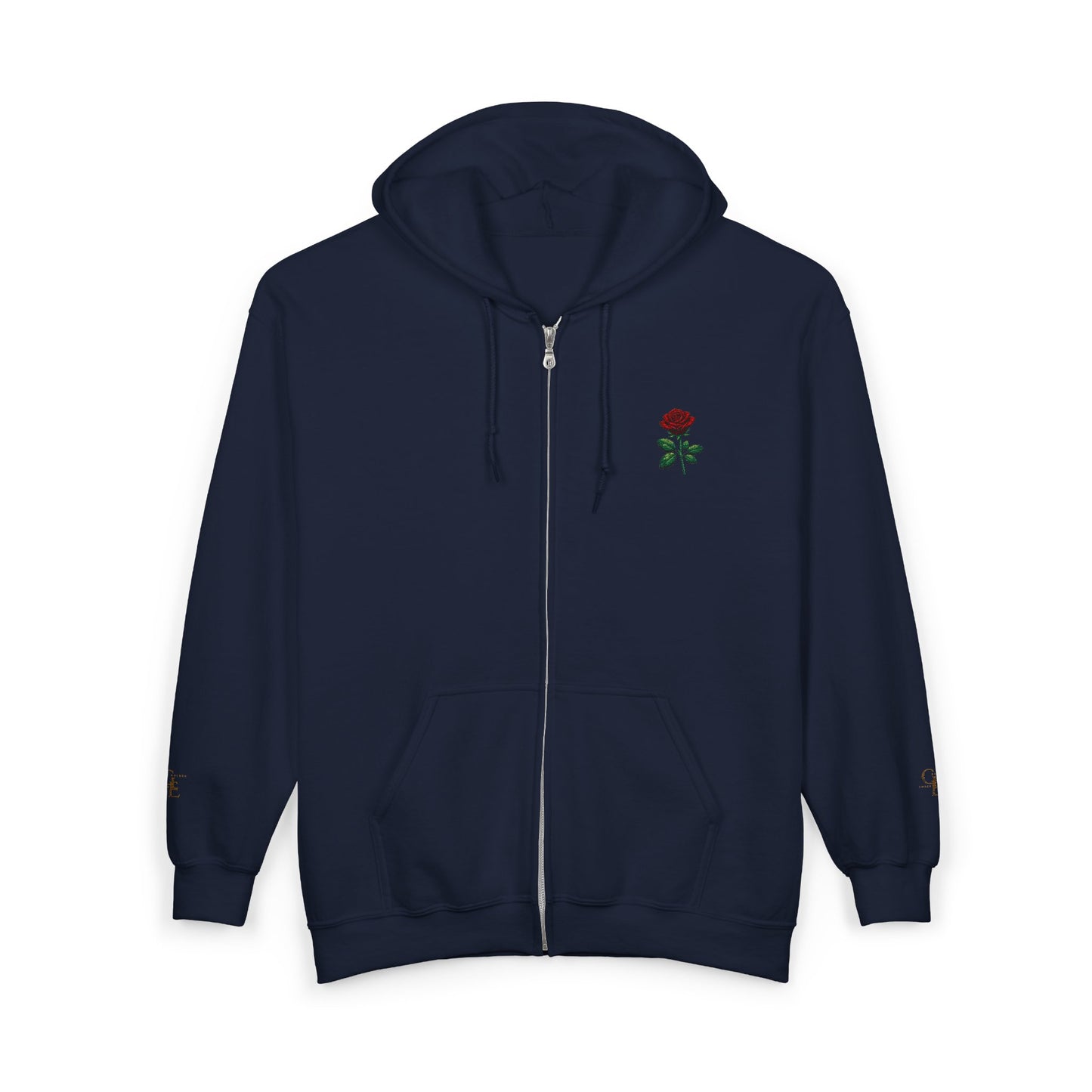 Rose - Embroidered Zip-Up Hoodie