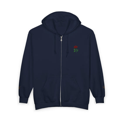 Rose - Embroidered Zip-Up Hoodie