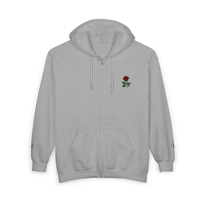 Rose - Embroidered Zip-Up Hoodie