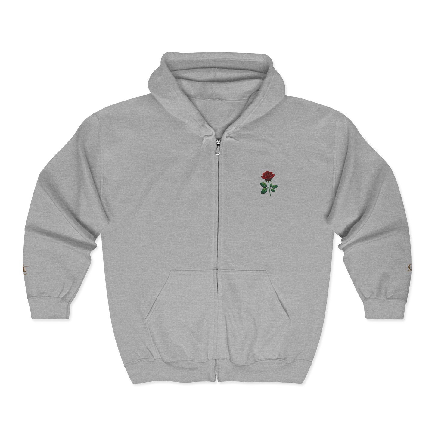 Rose - Embroidered Zip-Up Hoodie