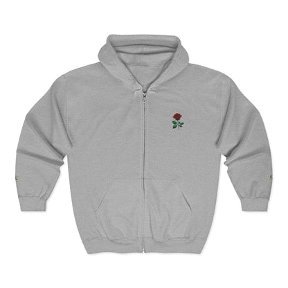 Rose - Embroidered Zip-Up Hoodie