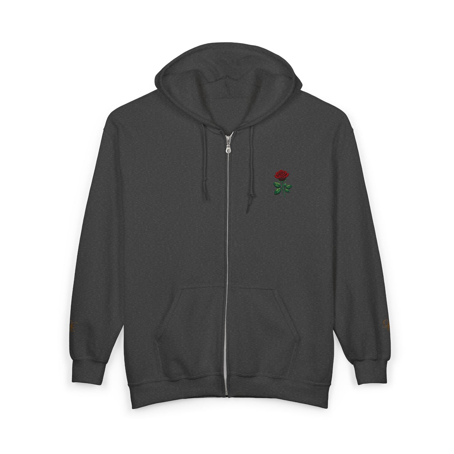 Rose - Embroidered Zip-Up Hoodie