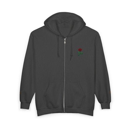 Rose - Embroidered Zip-Up Hoodie